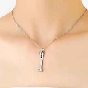18K White Gold (Rhodium) Bone Pendant Gothic Punk Orthopedic Medical Necklace